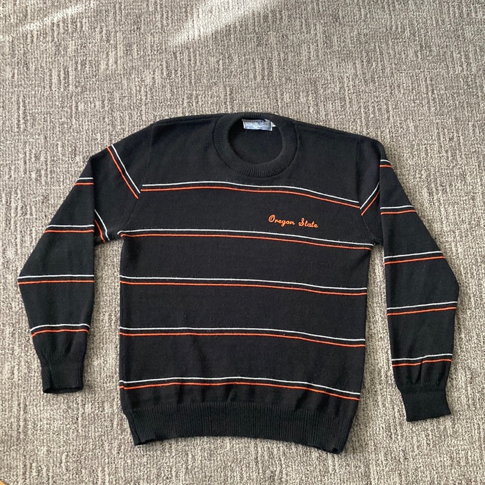 Oregon State OSU Vintage 70's Black Orange Stripe Retro Sweater